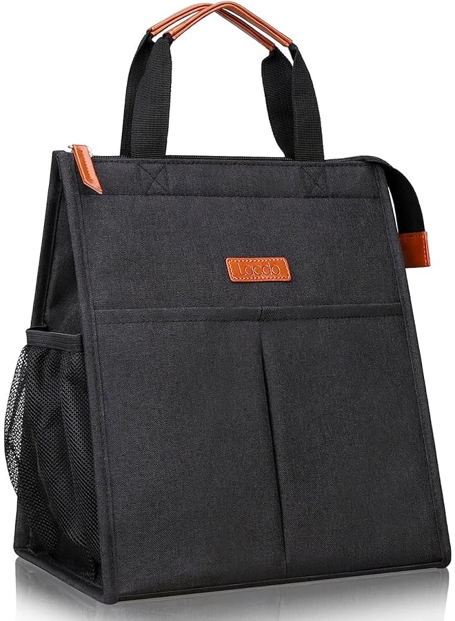 Lacdo Bag For Women Men Insulated Lunch Tote Bags Waterproof Reusable Lunch Box Soft Cooler With Pockets For Work School Travel Picnic Black  - Image 1
