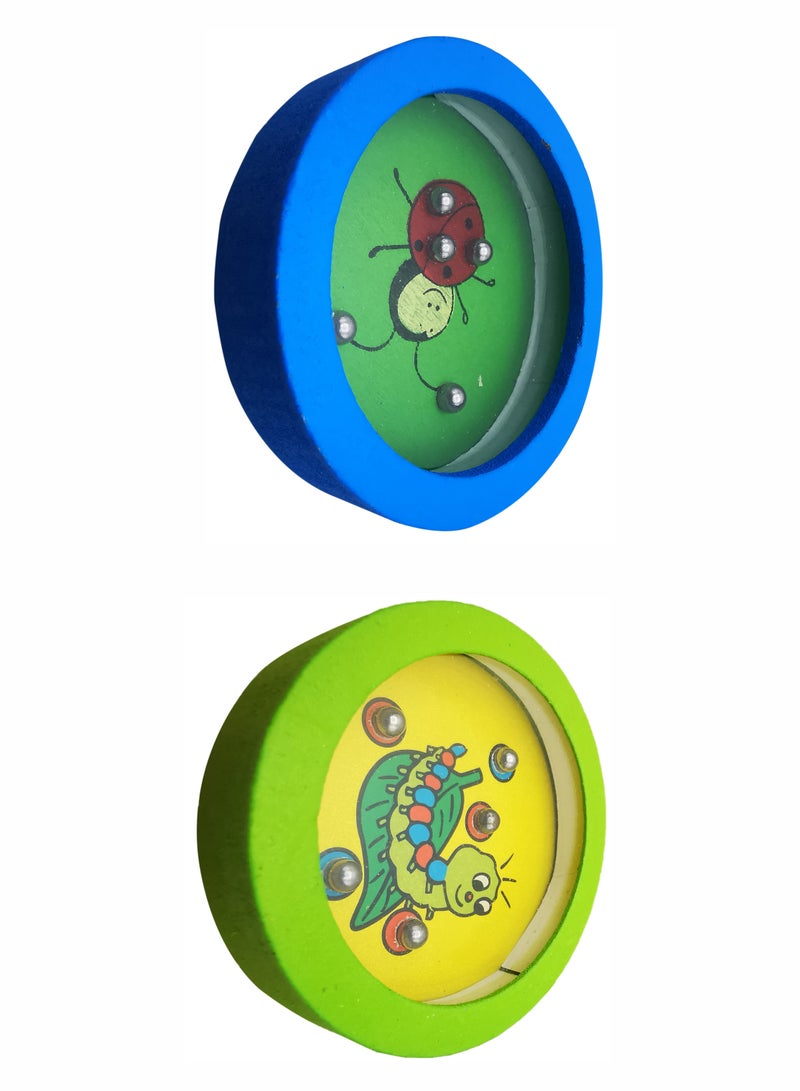 Wooden Cartoon Balance Ball Puzzle Games Handheld Maze Games for Kids Party Favors Party Games (2 pcs set) - Image 2
