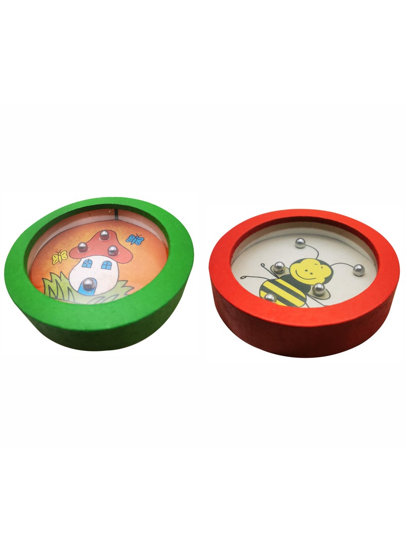 Wooden Cartoon Balance Ball Puzzle Games Handheld Maze Games for Kids Party Favors Party Games (2 pcs set) - Image 3