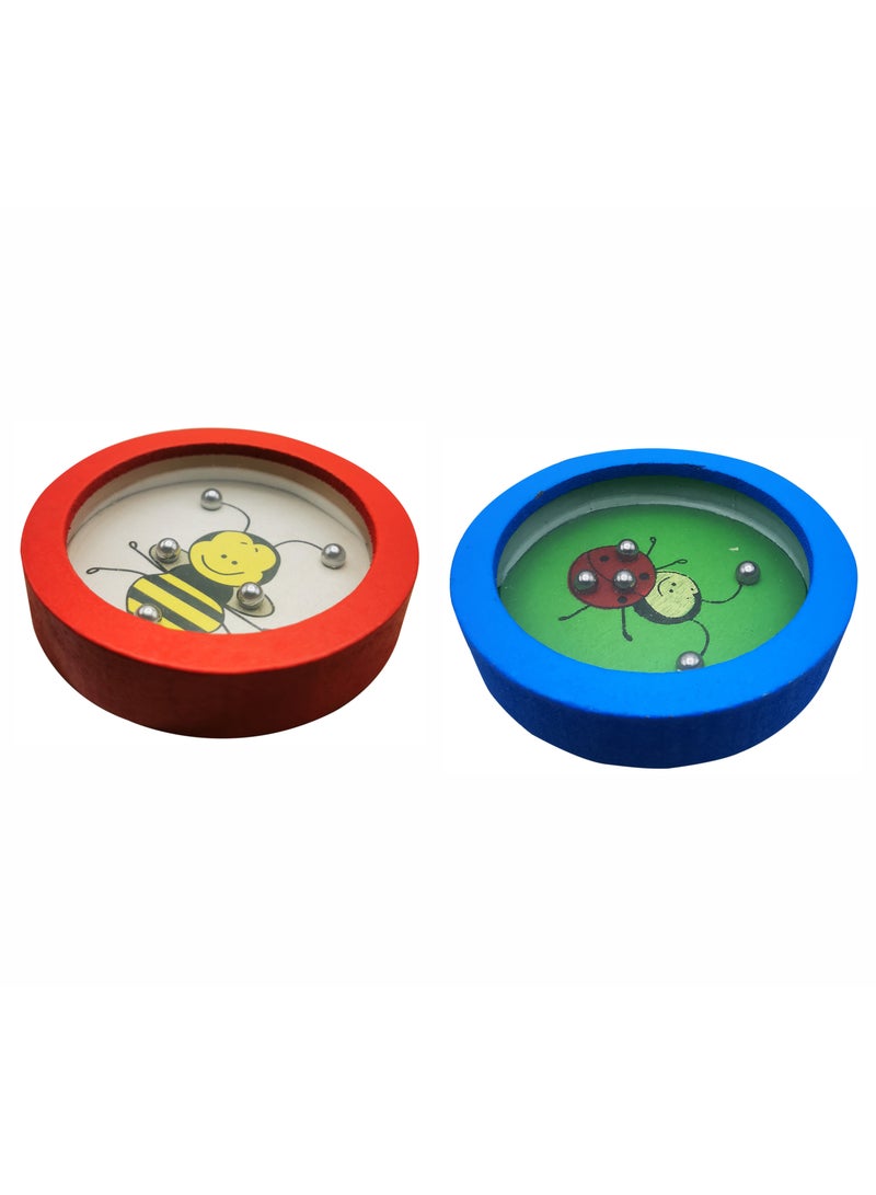 Wooden Cartoon Balance Ball Puzzle Games Handheld Maze Games for Kids Party Favors Party Games (2 pcs set) - Image 1