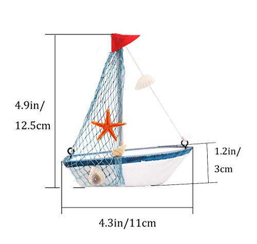 Dedoot Wooden Miniature Sailing Boat, Miniature Mini Sailboat Model Home Decor Set, Pack of 6 Sailboat Decor Sailboat Model Decoration 4.9X 4.3 x 1.2 Inches - Image 2
