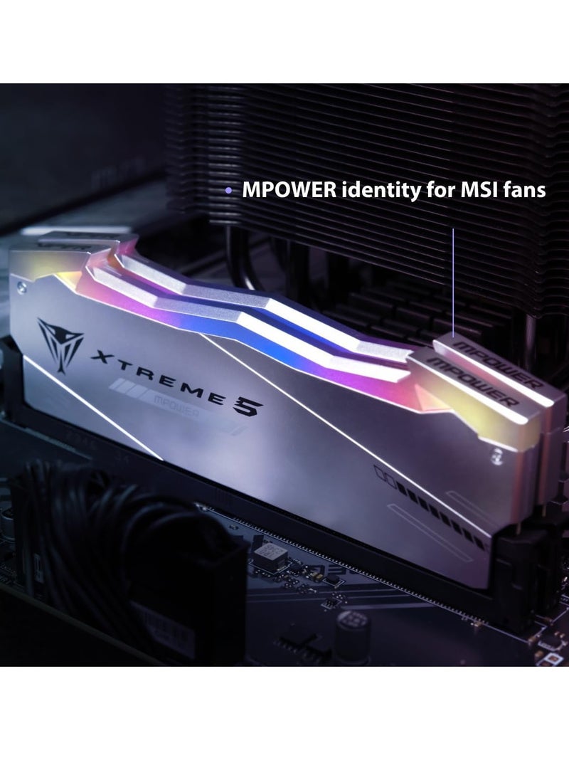 باتريوت ذاكرة الوصول العشوائي Viper Xtreme 5 MPOWER DDR5 RGB RAM بسعة 32 جيجابايت (2 × 16 جيجابايت) وسرعة 6400MT/s،  CL32، نوع UDIMM، مصممة لأجهزة الكمبيوتر المكتبية المخصصة للألعاب –  PVXR532G64C32KM  - Image 4