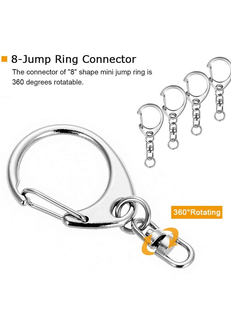KASTWAVE - 50 Pcs Key Ring with Chain Silvery Split Keychain Parts Metal Hardware 8mm Open Jump and Connector Make Your Own - Image 1