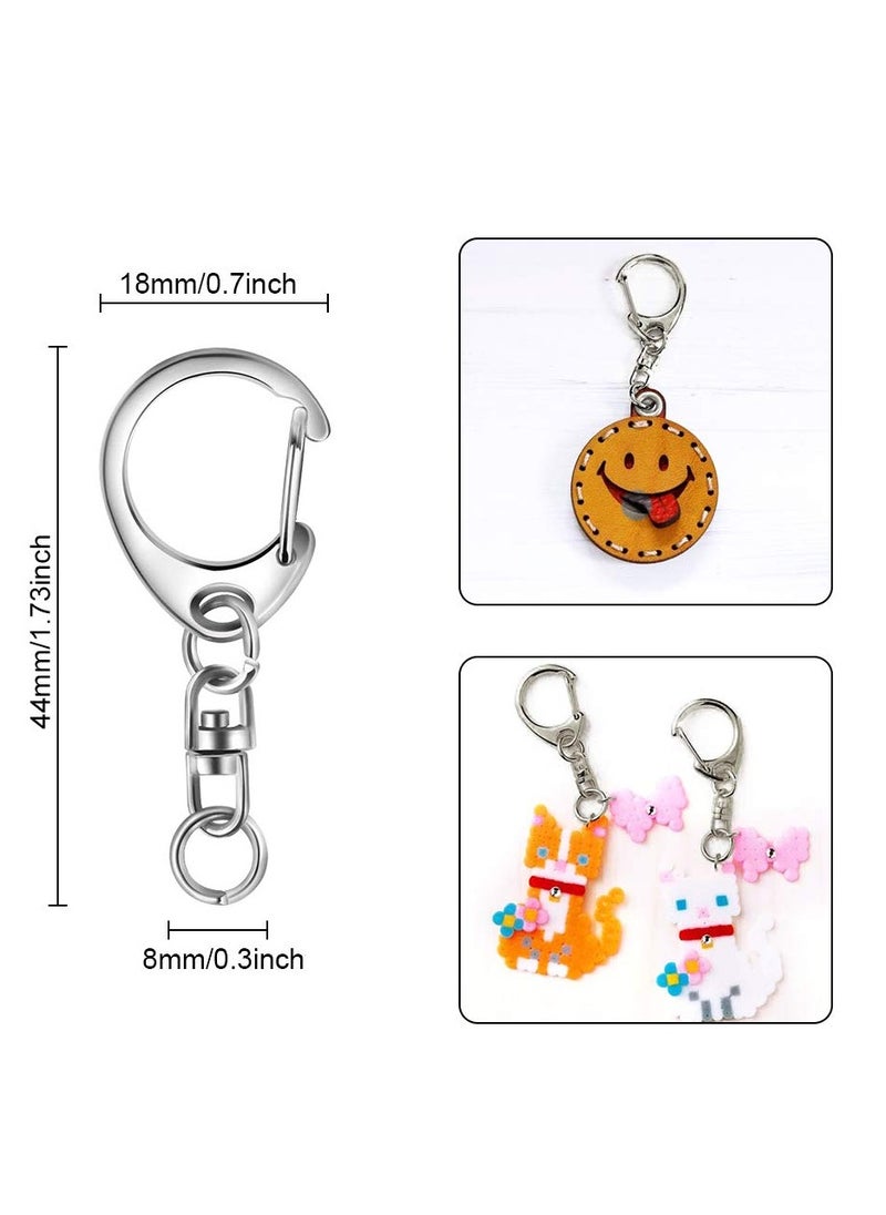 KASTWAVE - 50 Pcs Key Ring with Chain Silvery Split Keychain Parts Metal Hardware 8mm Open Jump and Connector Make Your Own - Image 1