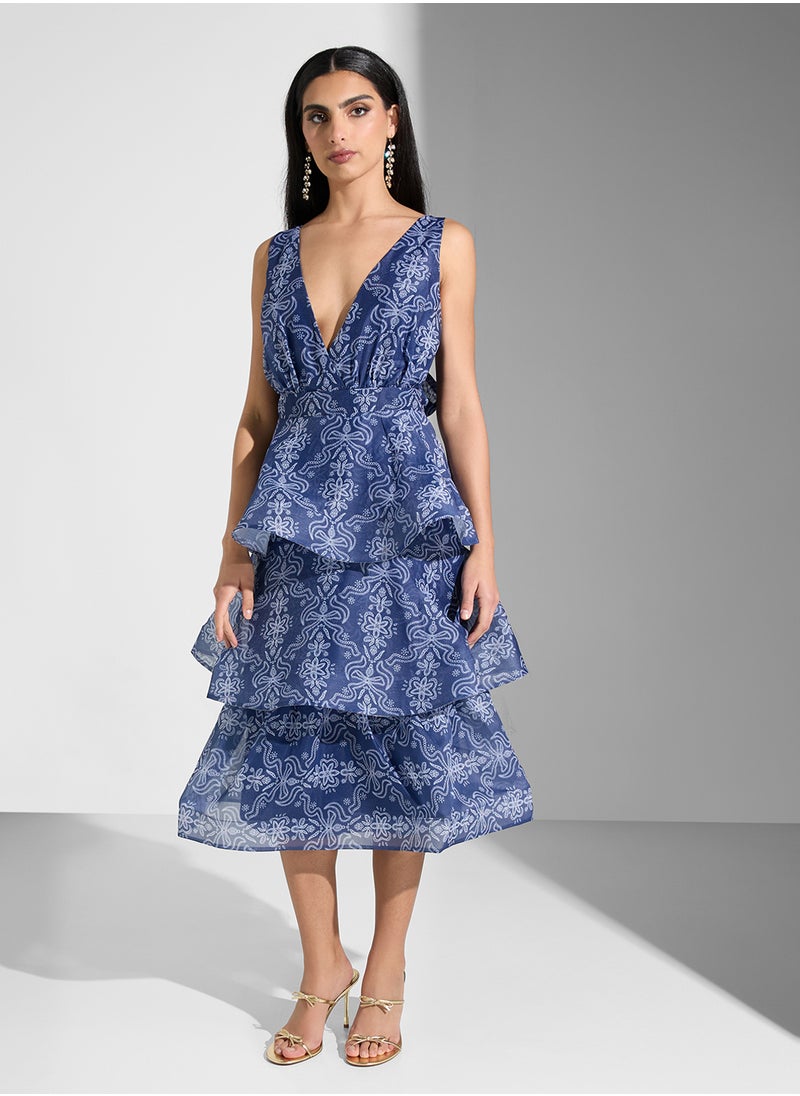 True Decadence - Printed V-Neck Dress - Image 1