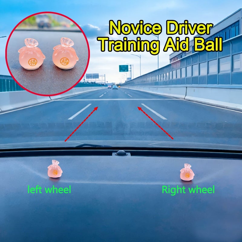 Pink 2Pcs Driving Alignment Aid Balls with Base Stickers Easy Install - Image 2