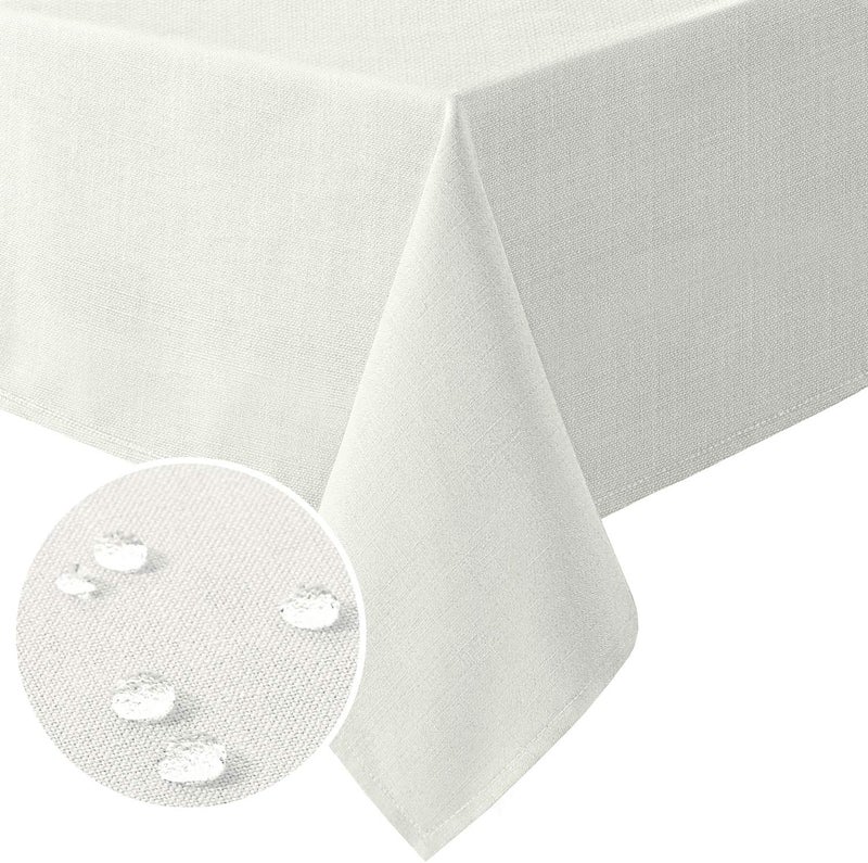 Linen Textured Table Cloth - 60 x 120 Inch, Spill-Proof Waterproof Table Cover, Ivory - Image 1