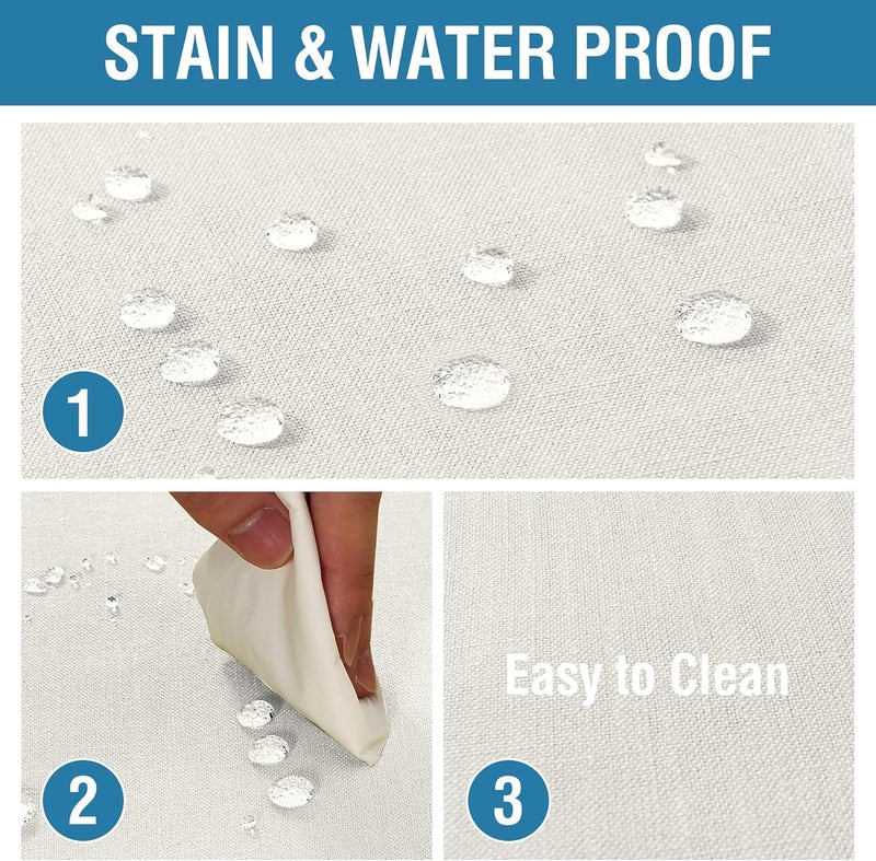 Linen Textured Table Cloth - 60 x 120 Inch, Spill-Proof Waterproof Table Cover, Ivory - Image 3