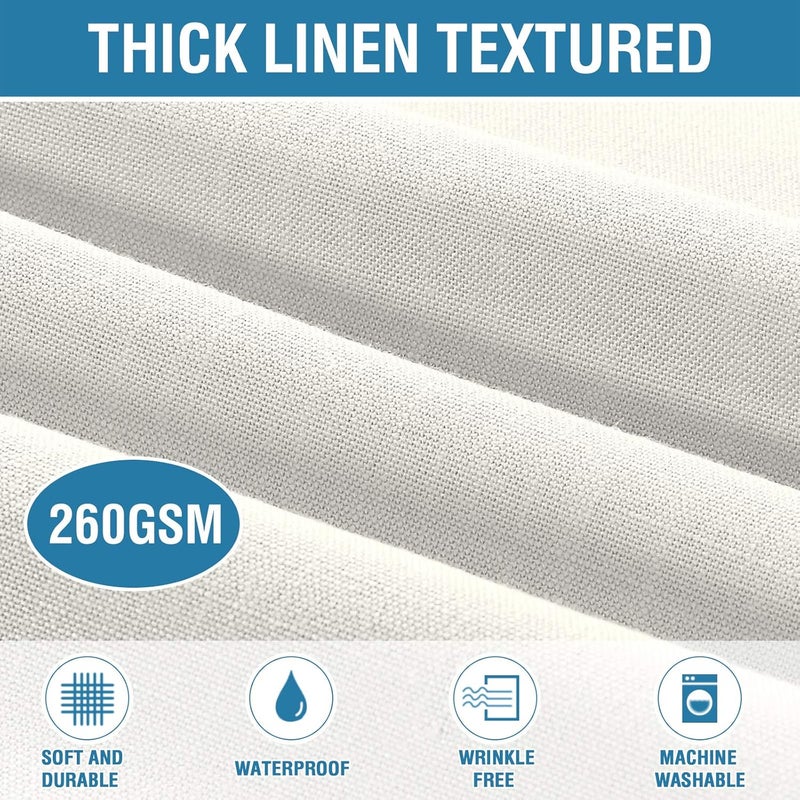 Linen Textured Table Cloth - 60 x 120 Inch, Spill-Proof Waterproof Table Cover, Ivory - Image 2