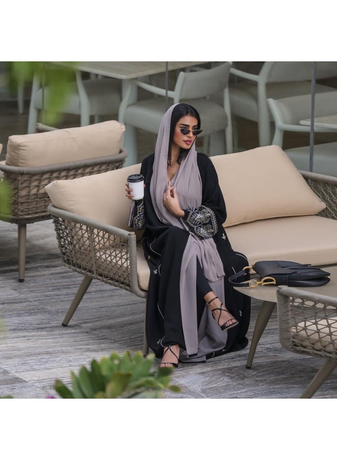 Muslim Fashion Embroidered Patchwork Outer Cardigan Trendy Spring And Summer Dress Robe - Image 2