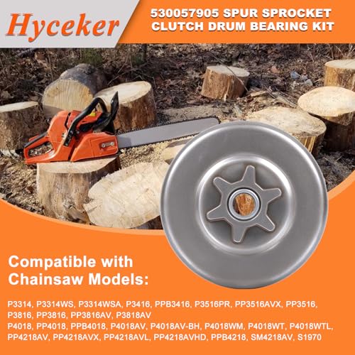 Hyceker 530057905 Spur Sprocket Clutch Drum for Poulan Pro PP4218A P3314 P3416 P3516PR PP3516AVX P3816 P4018WT PP4218AVX 4218AVX Chainsaw Sprocket 386T 501628301 with Oil Pump Assy Worm Gear Parts - Image 3