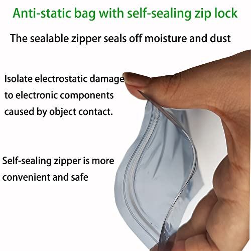 Mantianstar 100pcs Antistatic Bags 5.9x7.8in/15x20cm, Resealable ESD Bag, Suitable for SSD Hard Disk and Various Electronic Devices - Image 5