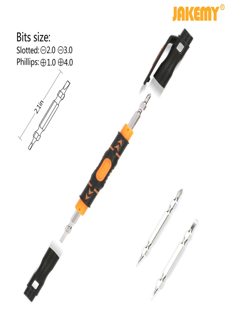 JAKEMY 3 in 1 Portable Double-head Bits Screwdriver Pen with Magnetic Two Way Slotted and Phillips Bits Screw-driver Bits Screw Driver DIY Repair Tool Kit Maintenance for Glasses Watch Small - Image 3