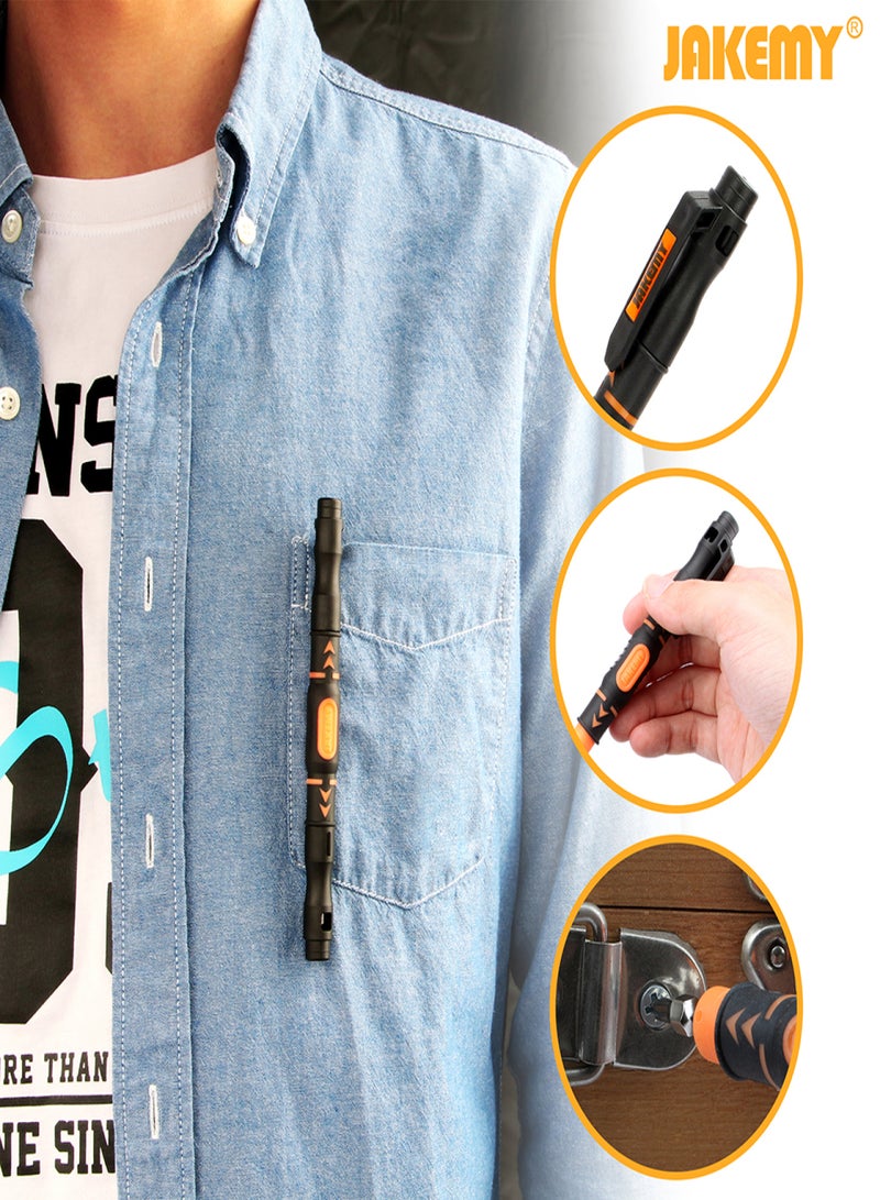 JAKEMY 3 in 1 Portable Double-head Bits Screwdriver Pen with Magnetic Two Way Slotted and Phillips Bits Screw-driver Bits Screw Driver DIY Repair Tool Kit Maintenance for Glasses Watch Small - Image 2