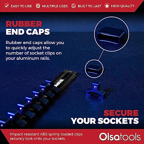 Olsa Tools Socket Organizer - 3/8-Inch Drive Black Holder - Stores 18 Chrome or Impact Sockets - Durable Rail Storage for Mechanics - Professional Grade Metric or SAE Socket Organizer - Part 1021 - Image 4