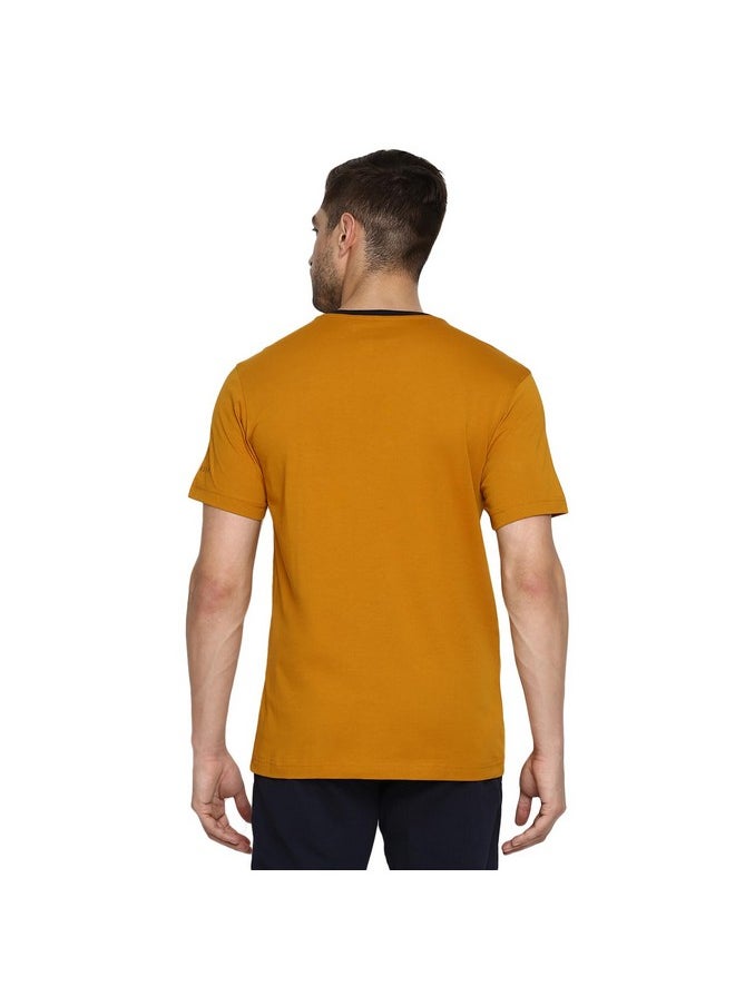 Van Heusen Van Heusen Men Athleisure Smart Tech Regular Fit T-Shirt - Easy Stain Release, Anti Stat, Ultra Soft_60001_Mustard_M  - Image 3