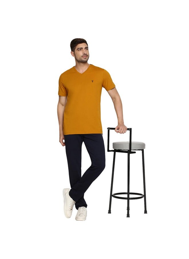 Van Heusen Van Heusen Men Athleisure Smart Tech Regular Fit T-Shirt - Easy Stain Release, Anti Stat, Ultra Soft_60001_Mustard_M  - Image 4