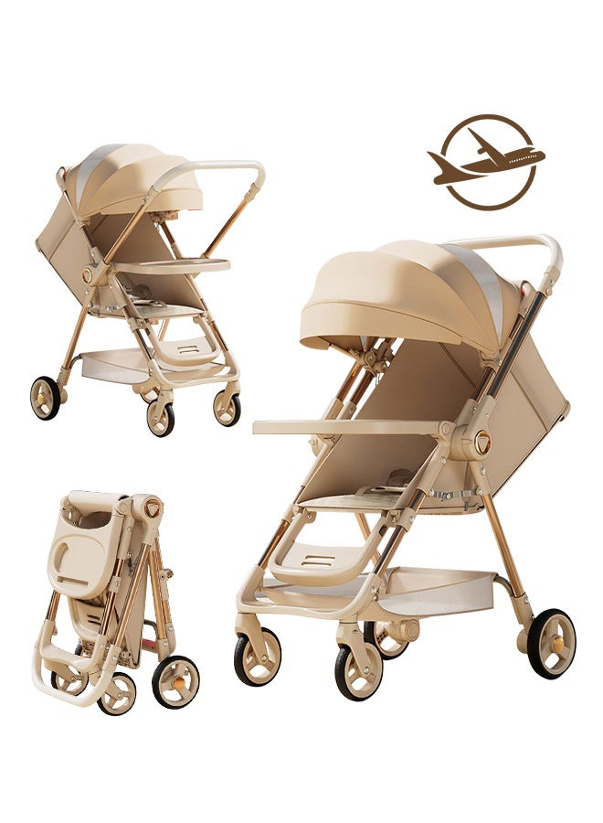 ​هايالكس​ عربة أطفال فردية بدفع ثنائي الاتجاه، عربة أطفال محمولة صغيرة الحجم مع صينية طعام قابلة للتحويل وحواجز حماية، عربة سفر مع مظلة شبكية مرئية (0-6 سنوات) - Image 1