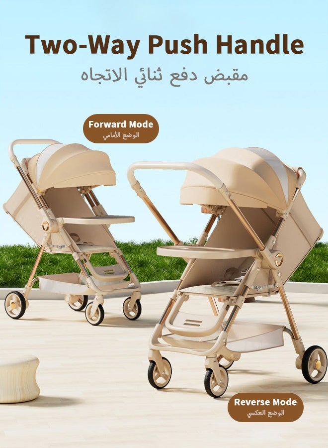 ​هايالكس​ عربة أطفال فردية بدفع ثنائي الاتجاه، عربة أطفال محمولة صغيرة الحجم مع صينية طعام قابلة للتحويل وحواجز حماية، عربة سفر مع مظلة شبكية مرئية (0-6 سنوات) - Image 2