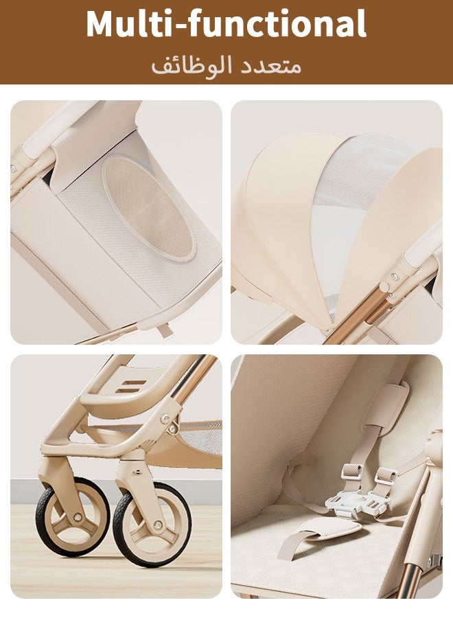 ​هايالكس​ عربة أطفال فردية بدفع ثنائي الاتجاه، عربة أطفال محمولة صغيرة الحجم مع صينية طعام قابلة للتحويل وحواجز حماية، عربة سفر مع مظلة شبكية مرئية (0-6 سنوات) - Image 5