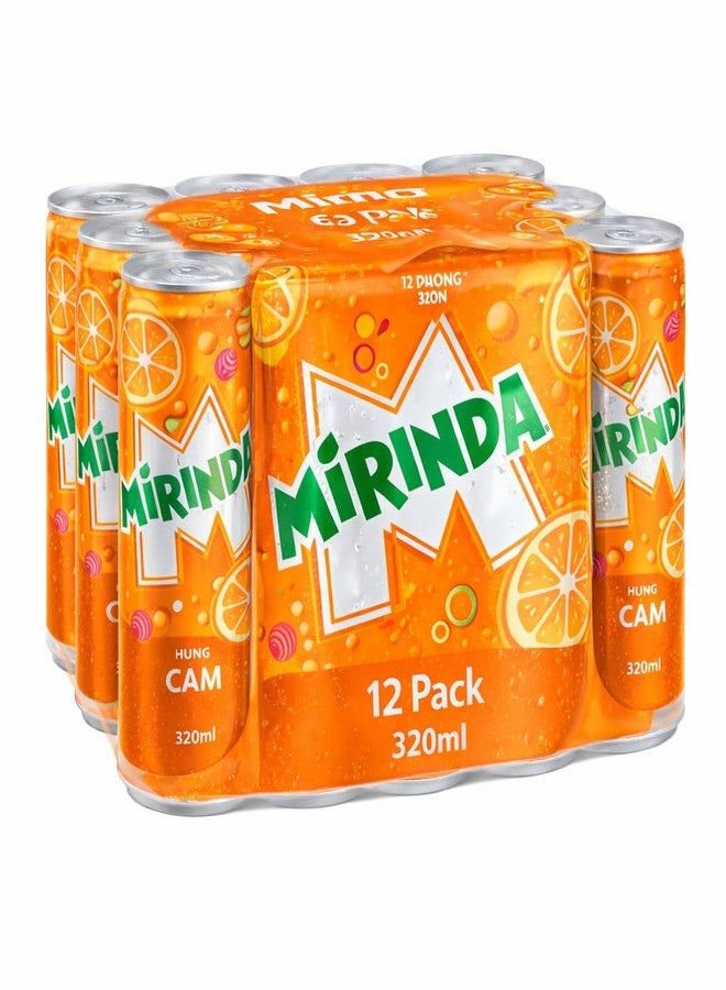 Pepsi Mirinda Huong Cam Orange Flavoured Carbonated Soft Drink (Pack of 12) 320ml Can By COUGAR, Refreshing Fizzy Citrus Soda, Sweet & Tangy Sparkling Beverage, Ready to Serve Chilled, Single Serve Drink for Parties, Picnics & Everyday Refreshment - (Imported-VIET) - Image 1