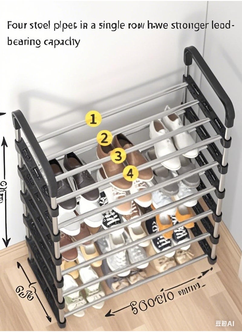 Generic 6-Layer Storage Shoe Rack Black 110x60x30cm  - Image 5