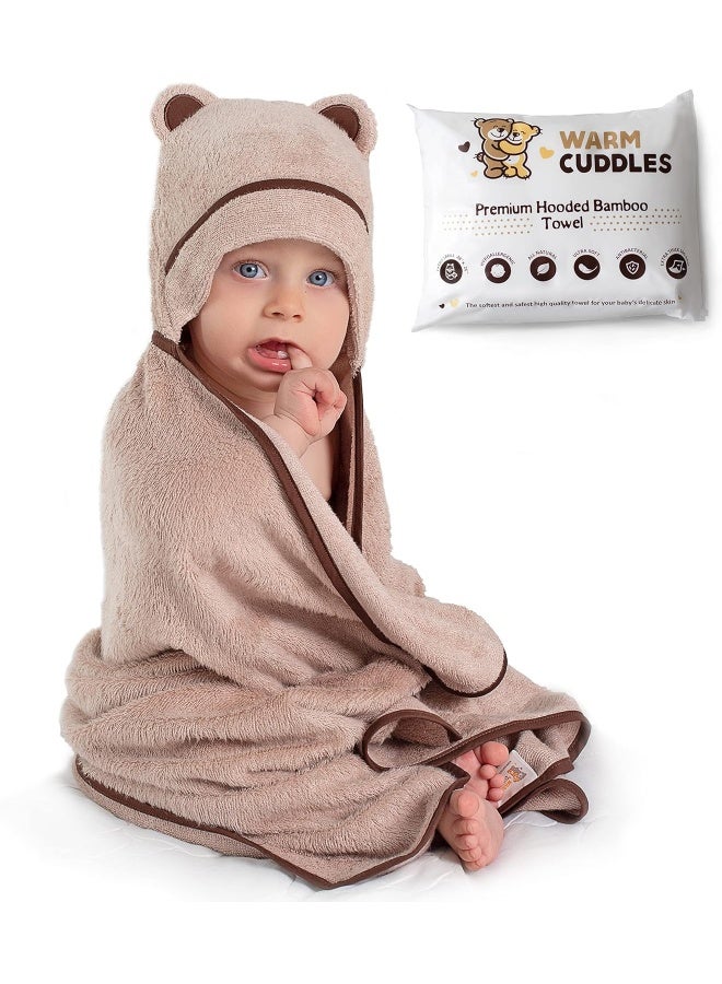 Warm Cuddles منشفة استحمام الأطفال الفاخرة من وورم كادلز - مصنوعة من رايون من بامبو عضوي مع غطاء رأس - Image 1