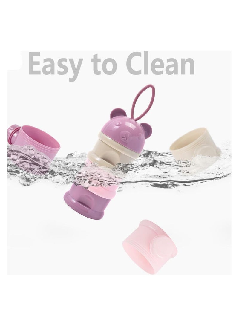 4 Layers Formula Dispenser Portable Milk Powder Dispenser Formula Container for Travel Baby Feeding Food Storage Container Pink