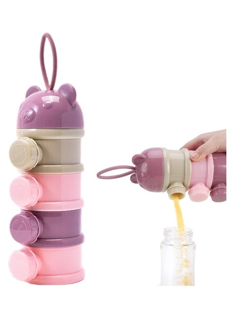 4 Layers Formula Dispenser Portable Milk Powder Dispenser Formula Container for Travel Baby Feeding Food Storage Container Pink