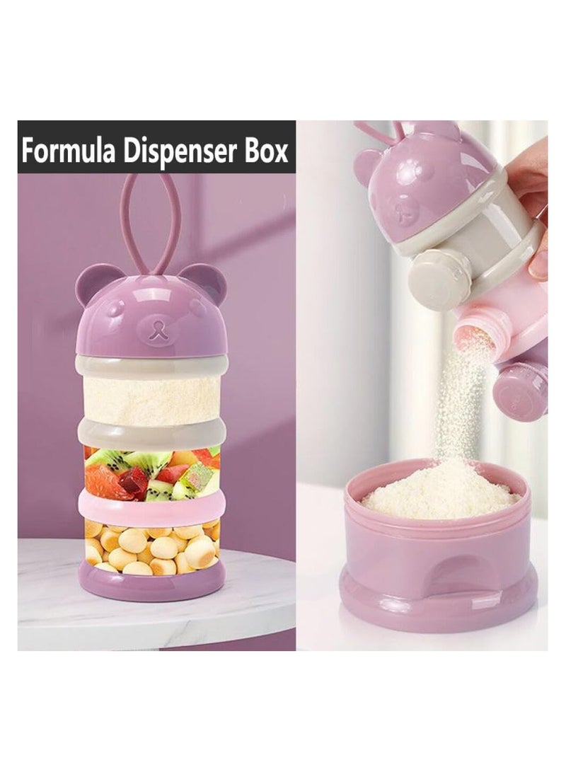 4 Layers Formula Dispenser Portable Milk Powder Dispenser Formula Container for Travel Baby Feeding Food Storage Container Pink