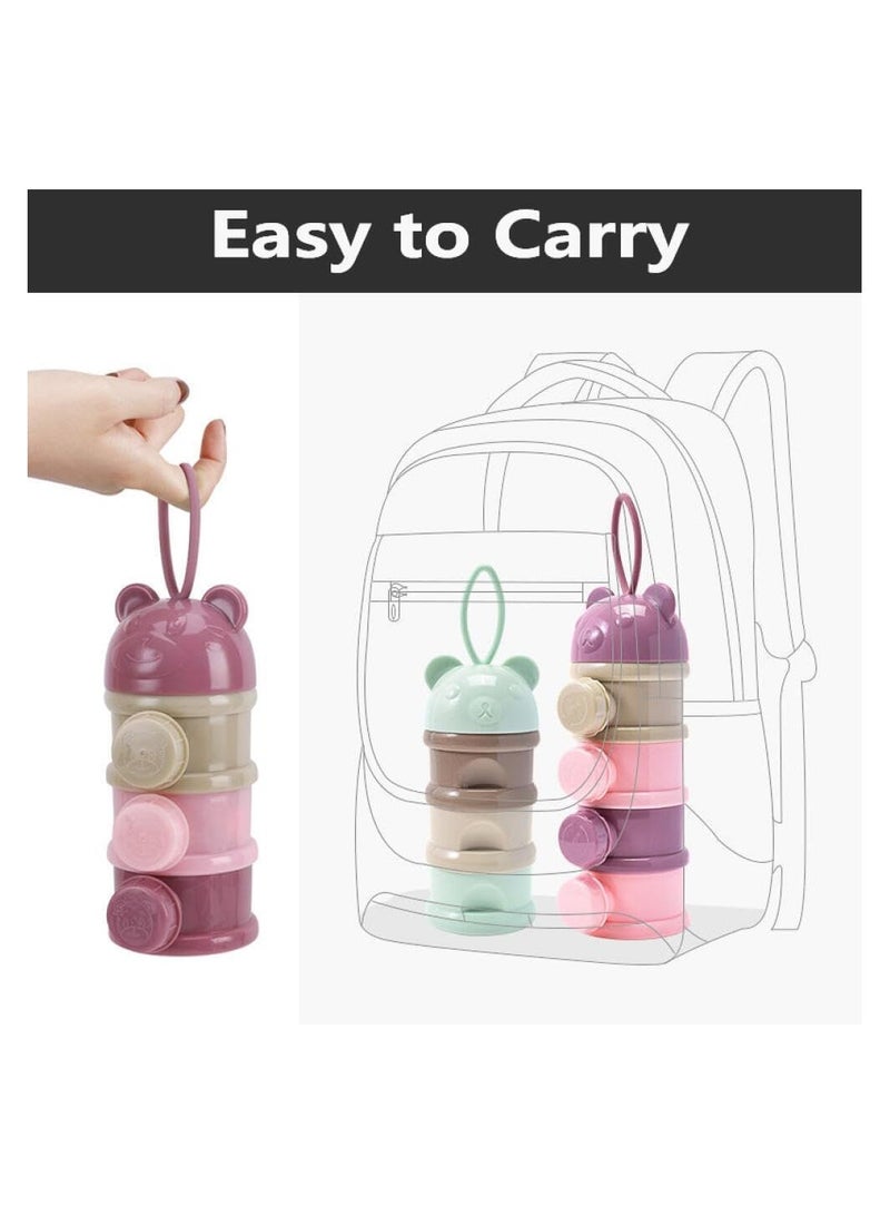 4 Layers Formula Dispenser Portable Milk Powder Dispenser Formula Container for Travel Baby Feeding Food Storage Container Pink