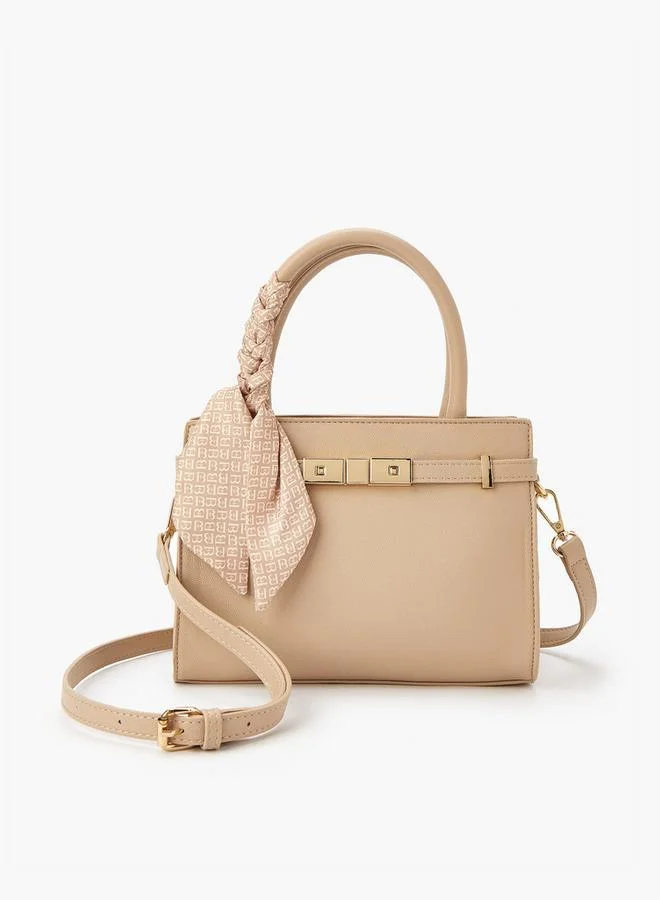 Flora Bella By Shoexpress Solid Tote Bag with Scarf Accent and Double Handle