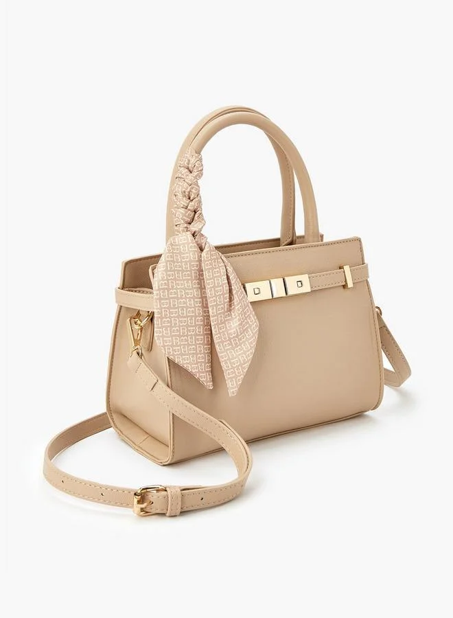 Flora Bella By Shoexpress Solid Tote Bag with Scarf Accent and Double Handle