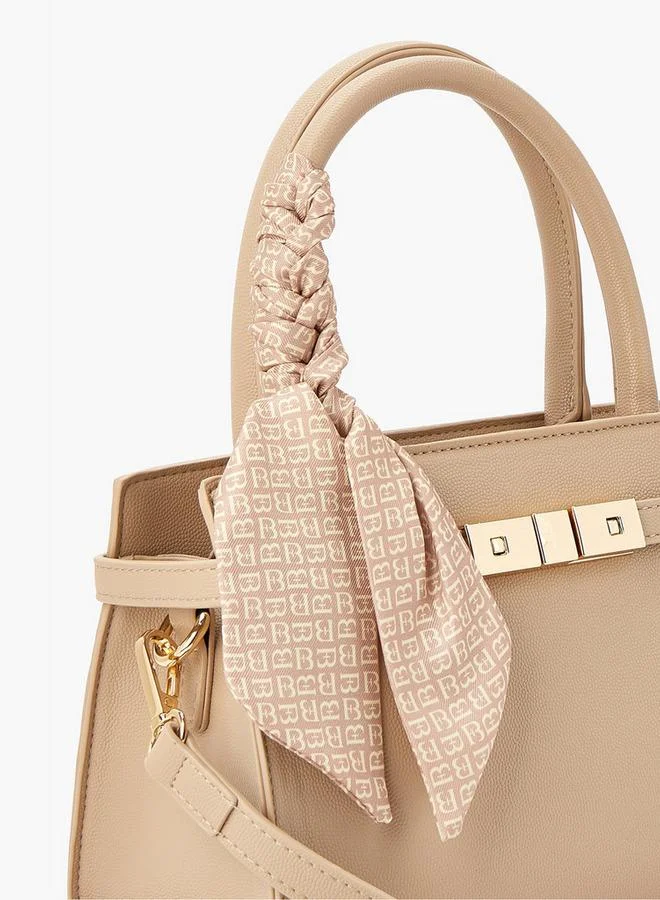 Flora Bella By Shoexpress Solid Tote Bag with Scarf Accent and Double Handle