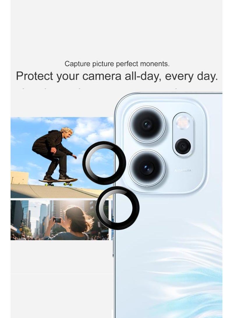 حماية عدسة الكاميرا الخلفية لجهاز أوبو رينو 14F 5G / درع العدسة / واقي زجاج الكاميرا المقاوم للخدوش - أسود - Image 2