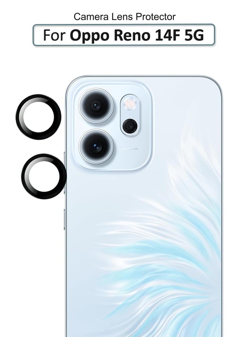 حماية عدسة الكاميرا الخلفية لجهاز أوبو رينو 14F 5G / درع العدسة / واقي زجاج الكاميرا المقاوم للخدوش - أسود - Image 1