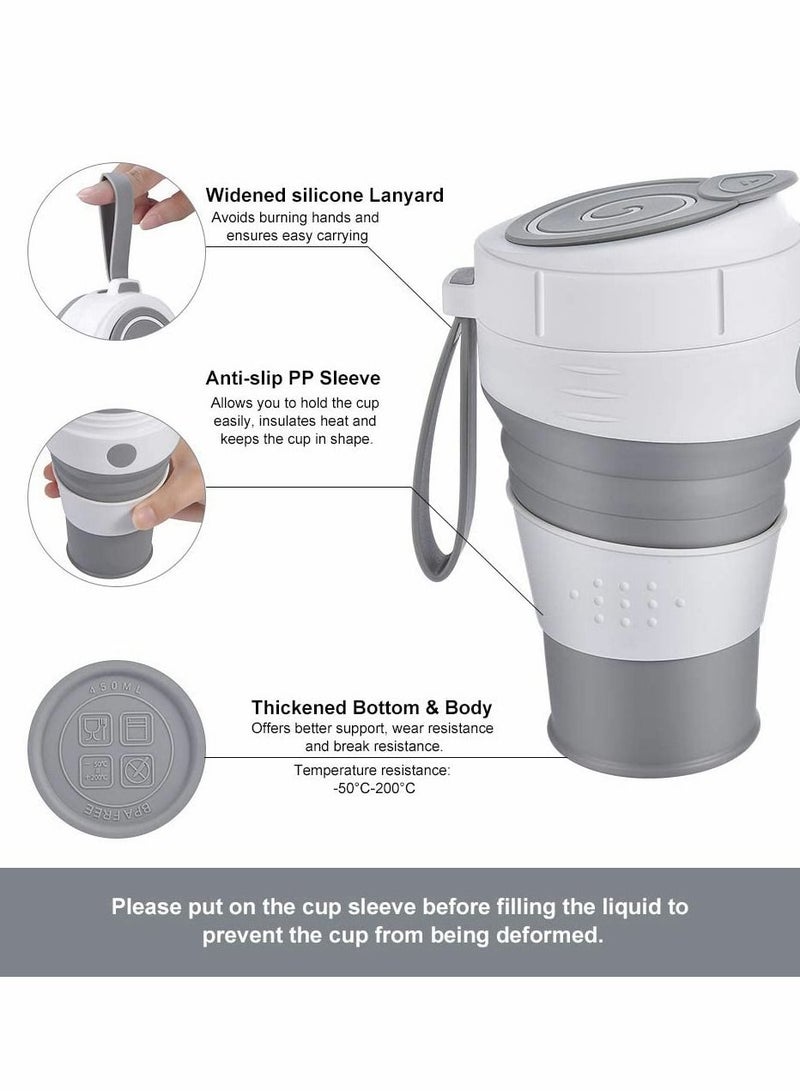 KASTWAVE Collapsible Coffee Cup with Straw and Coaster Leak Proof Lid Eco Pocket Size Mug Convenient Reusable 450mL Travel Mug Insulated Thermal Camping Mugs Keep Cup for Travel Camping Hiking Picnic - Image 3