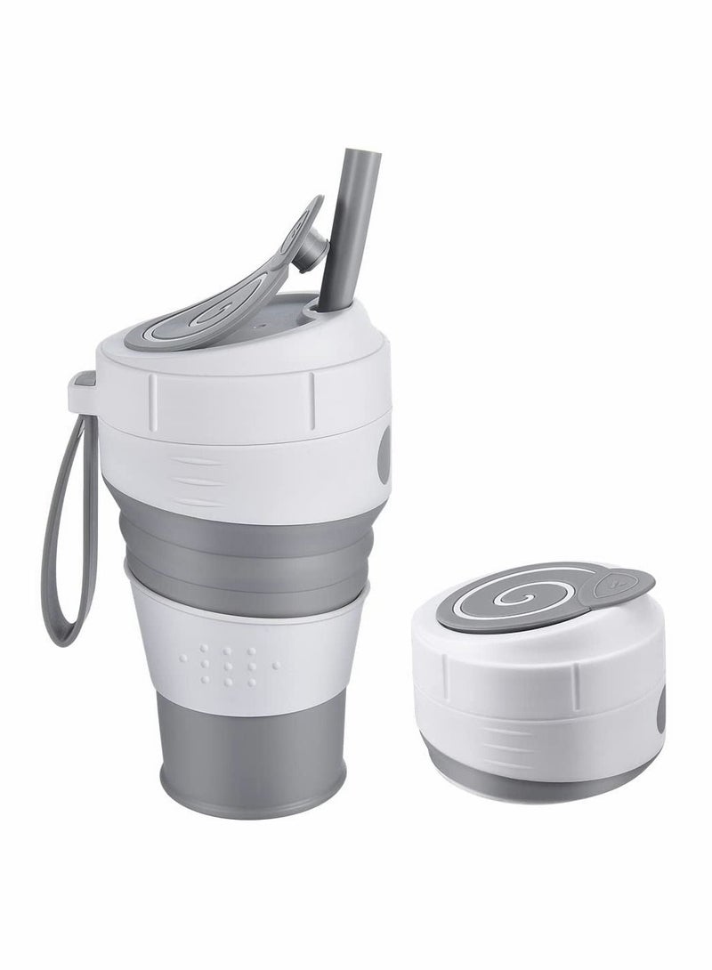 KASTWAVE Collapsible Coffee Cup with Straw and Coaster Leak Proof Lid Eco Pocket Size Mug Convenient Reusable 450mL Travel Mug Insulated Thermal Camping Mugs Keep Cup for Travel Camping Hiking Picnic - Image 1