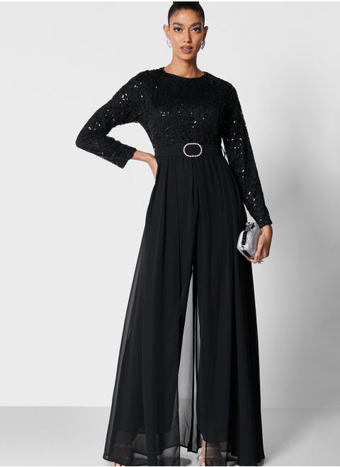 Chiffon Overlay Jumpsuit
