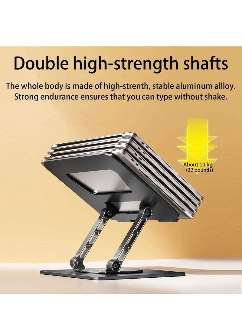 Y&D 360 Rotating Laptop Stand with Base, Adjustable Height Computer for iPads, Laptops, and Tablets, Compatible All Grey - Image 4