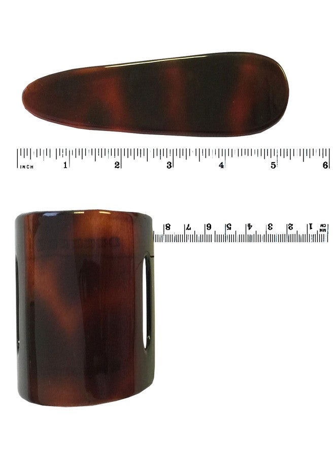 Parcelona French Arch Medium Tortoise Shell Hair Slider Pin Thru Bun Cover Cap Ponytail Holder Hair Updo with Stick - Image 2