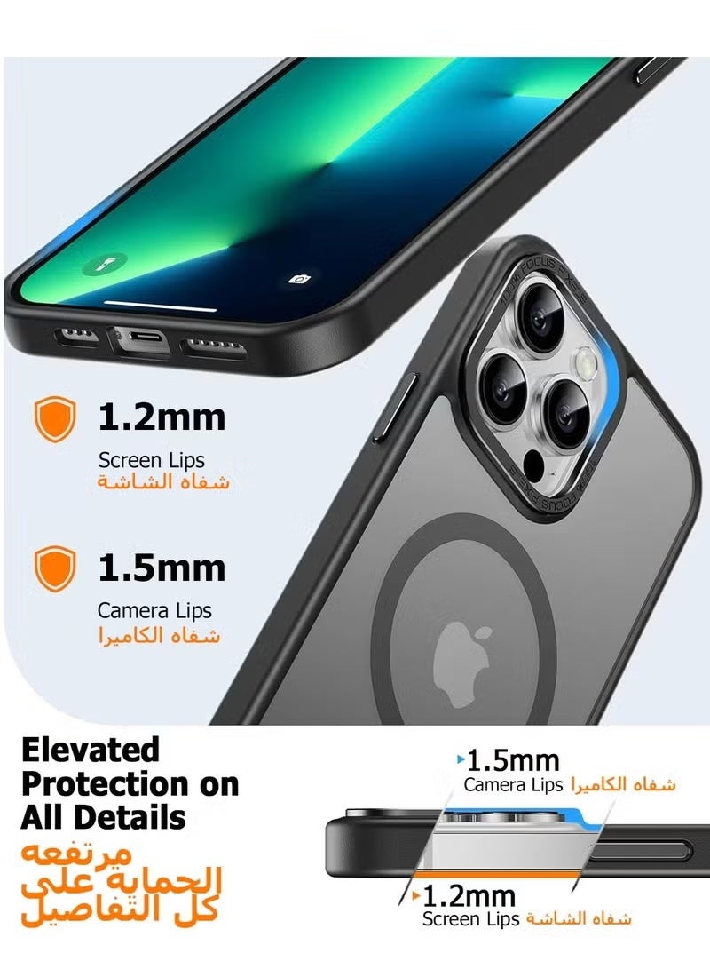 جراب ايفون  13برو - الون أسود - مغناطيسي متوافق مع MagSafe حماية كامله - Image 3