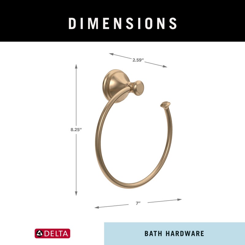 Delta Faucet 79746-CZ Cassidy Towel Ring  2.63 x 7 x 2.63 Inches  Champagne Bronze - Image 3