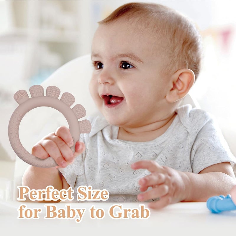 AmazingM Baby Silicone Teething Ring Toys for 06612 Months Boys and GirlsChew Teether Stuff for InfantNewborn Must Have EssentialsBPA FreeSoft and Textured Gray - Image 5