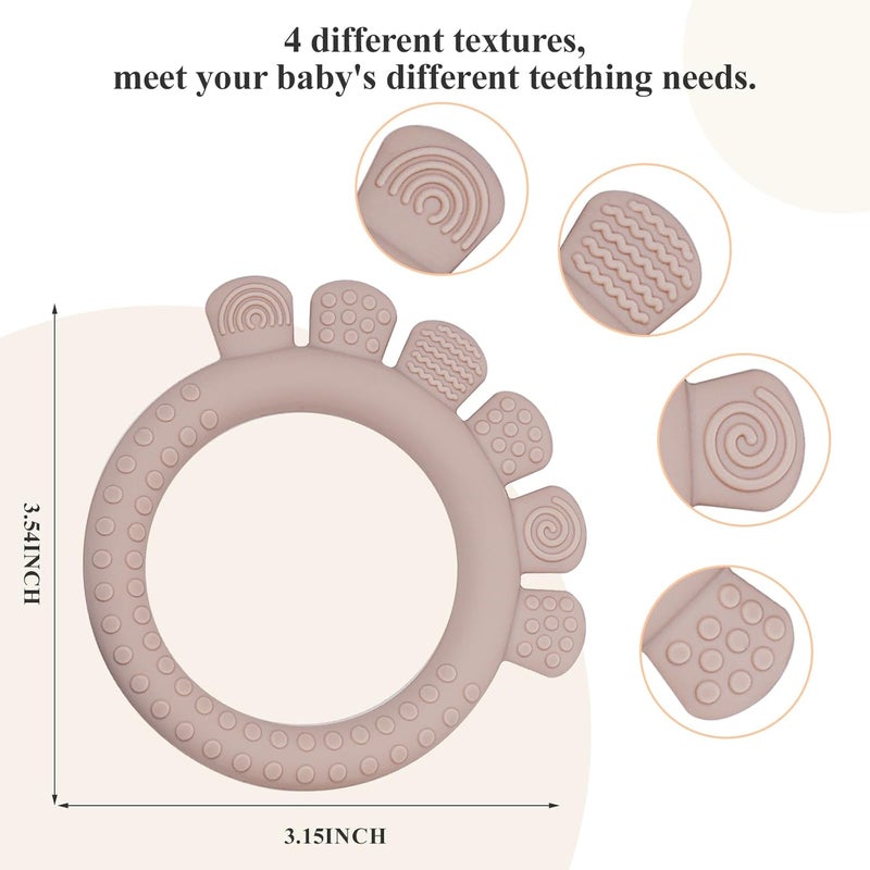 AmazingM Baby Silicone Teething Ring Toys for 06612 Months Boys and GirlsChew Teether Stuff for InfantNewborn Must Have EssentialsBPA FreeSoft and Textured Gray - Image 2