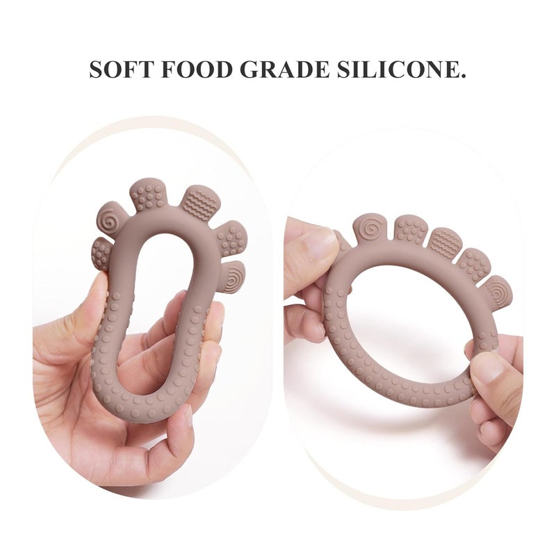 AmazingM Baby Silicone Teething Ring Toys for 06612 Months Boys and GirlsChew Teether Stuff for InfantNewborn Must Have EssentialsBPA FreeSoft and Textured Gray - Image 3