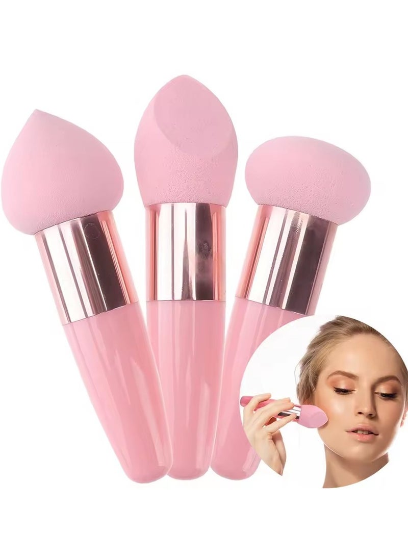 Goolsky 3pcs Women's Foundation Powder Cosmetics Puff Mushroom Head Face Concealer Blender Makeup Brushes with Smooth Handle Beauty Tools  - Image 1