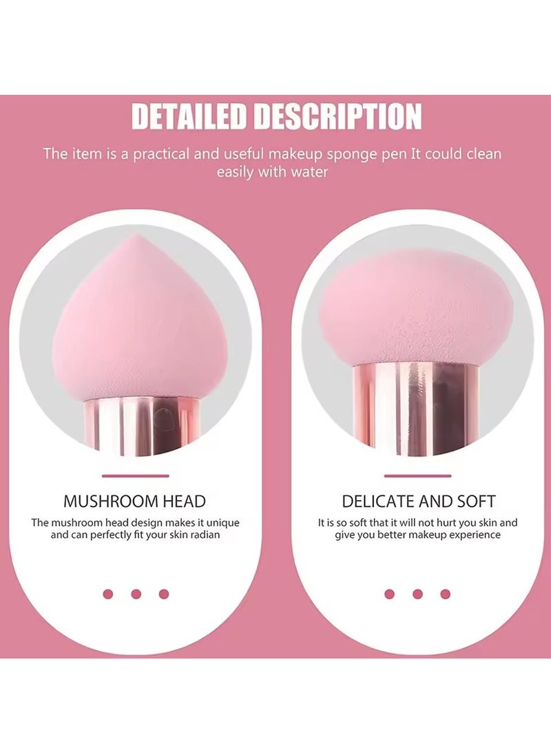 Goolsky 3pcs Women's Foundation Powder Cosmetics Puff Mushroom Head Face Concealer Blender Makeup Brushes with Smooth Handle Beauty Tools  - Image 4