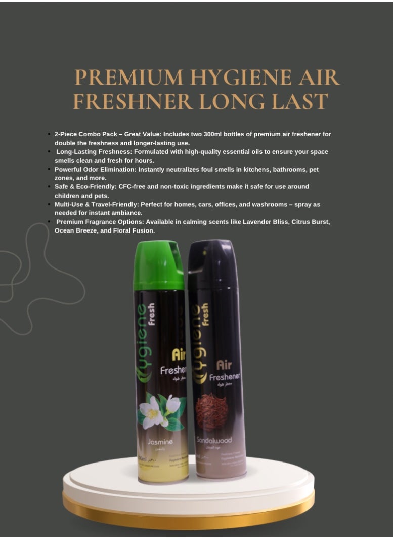 Hygiene Premium Hygiene Air Freshener Spray combo Long-Lasting Fragrance Sandalwood and Jasmine  - Image 3