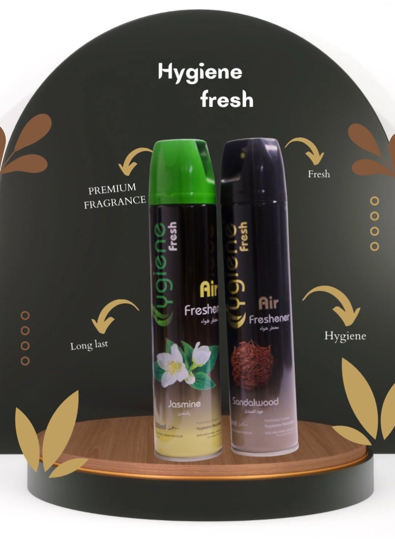 Hygiene Premium Hygiene Air Freshener Spray combo Long-Lasting Fragrance Sandalwood and Jasmine  - Image 2